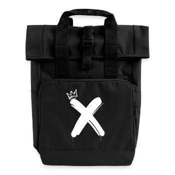X - Roll Top Backpack with Two Handles - black - Front