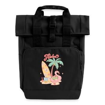 Summer Vibes Lake Nature Flora Art Flowers Sea - Roll Top Backpack with Two Handles - black - Front