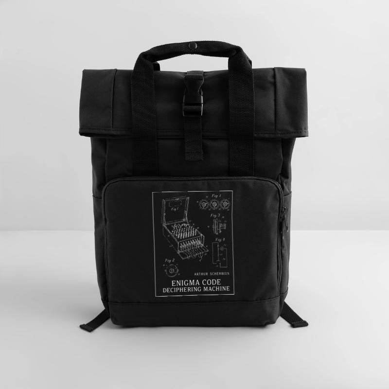 Enigma Code Deciphering Machine Illustration Roll Top Backpack with Two Handles