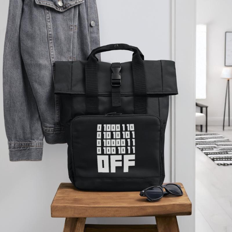 Binary Code F**k OFF – Humour Nerd & Geek Code Sac à dos Roll Top à deux anses