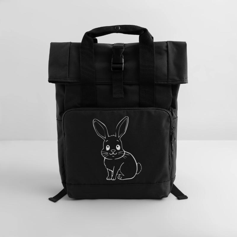 Rabbit Bunny Bunny Dwarf Rabbit Gift Roll Top Backpack with Two Handles