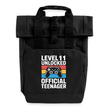Level-11-Freigeschalteter offizieller Teenager - Rolltop Rucksack mit zwei Griffen - Schwarz - Vorne