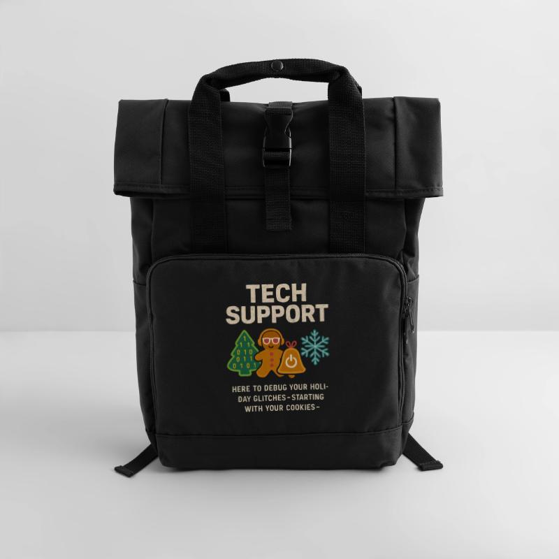 Admin Christmas Gift IT Support Debugging Roll Top Backpack with Two Handles