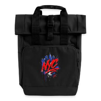 NYC Graffiti Skyline Splash - Rolltop Rucksack mit zwei Griffen - Schwarz - Vorne