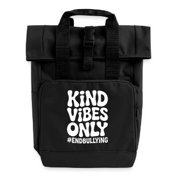Nur freundliche Vibes: Mobbing beenden - Rolltop Rucksack mit zwei Griffen - Schwarz - Vorne