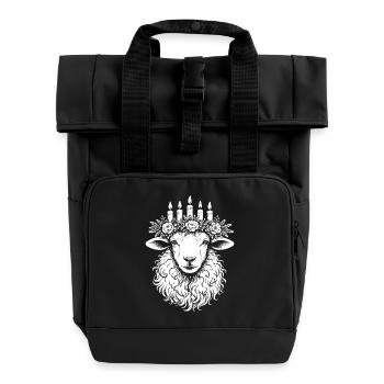 Mouton Imbolc avec couronne de bougie lumineuse - Sac à dos Roll Top à deux anses - noir - Devant