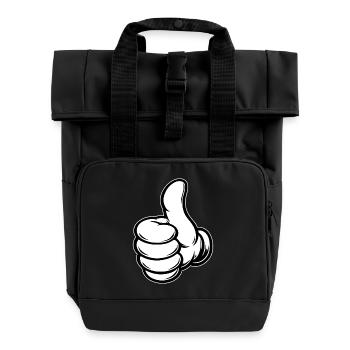 OK Comic Daumenhoch Handsymbol  - Rolltop Rucksack mit zwei Griffen - Schwarz - Vorne
