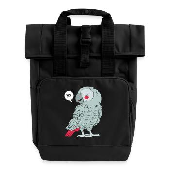 Parrot Gray Gray Parrot - Roll Top Backpack with Two Handles - black - Front