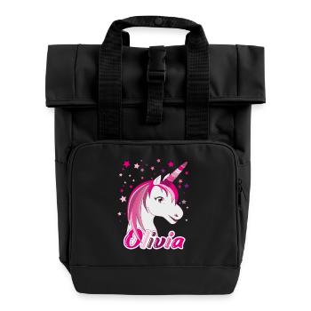 Olivia Einhorn, maiden name - Roll Top Backpack with Two Handles - black - Front
