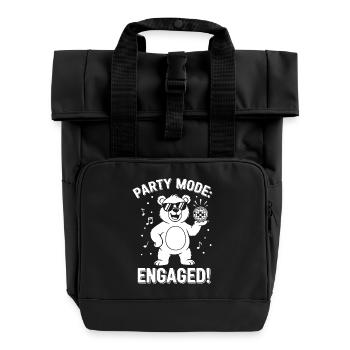 Partymodus Bär: Engaged! - Rolltop Rucksack mit zwei Griffen - Schwarz - Vorne