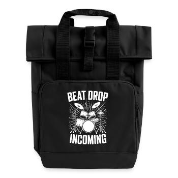 Schlagzeug Beat Drop Incoming Drumset Drums - Roll Top Backpack with Two Handles - black - Front