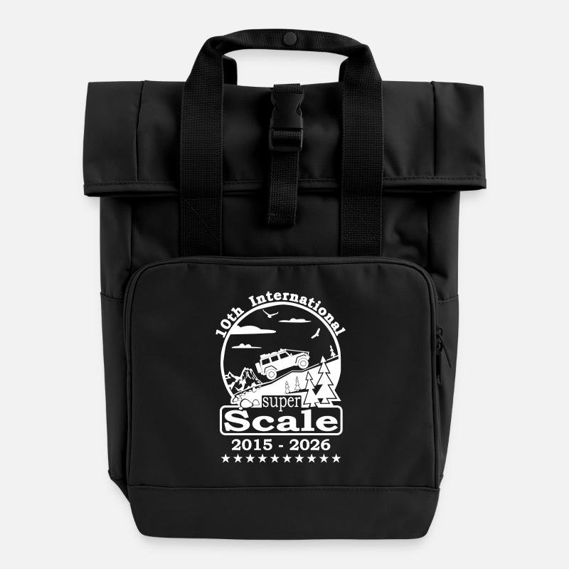 Logo 2026 weiß - Rolltop Rucksack mit zwei Griffen - Schwarz