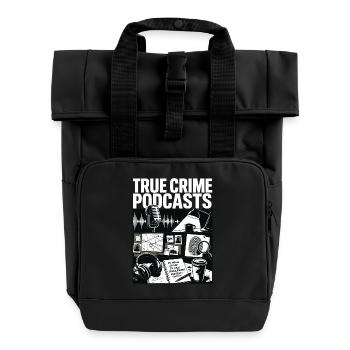 True Crime Podcast Ermittler - Rolltop Rucksack mit zwei Griffen - Schwarz - Vorne