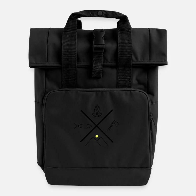 Lustiges Geschenk für Angler - Rolltop Rucksack mit zwei Griffen - Schwarz
