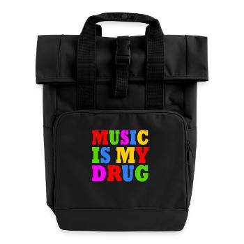 music is my drug - Rolltop Rucksack mit zwei Griffen - Schwarz - Vorne