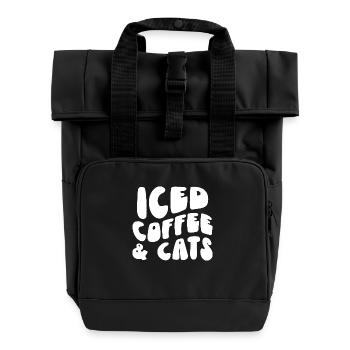 Café glacé et amoureux des chats - Sac à dos Roll Top à deux anses - noir - Devant