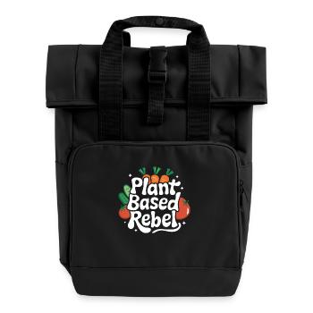 Vegetarisch Vegan Veggie Vegetarier - Rolltop Rucksack mit zwei Griffen - Schwarz - Vorne
