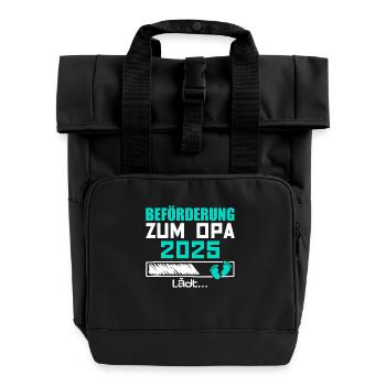 Beförderung zum Opa 2025 - Rolltop Rucksack mit zwei Griffen - Schwarz - Vorne