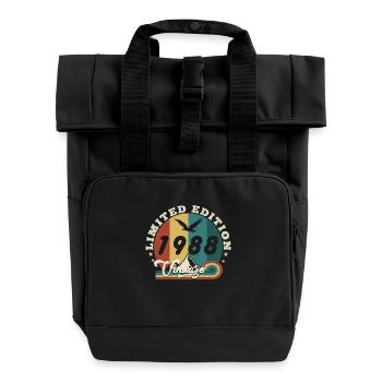 Jahrgang 1989 Retro - Bestseller - Rolltop Rucksack mit zwei Griffen - Schwarz - Vorne