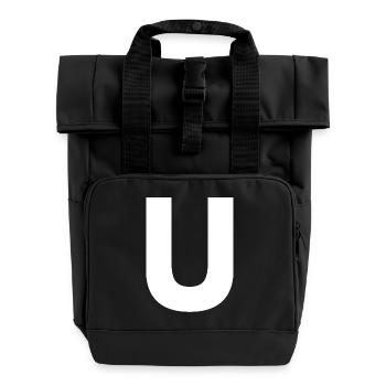 U - Roll Top Backpack with Two Handles - black - Front