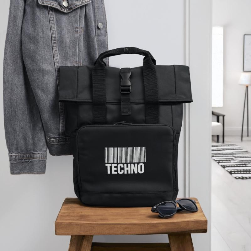 Modèle de code-barres techno Sac à dos Roll Top à deux anses
