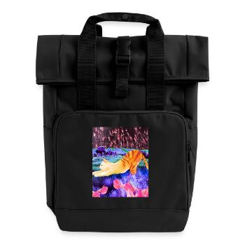 Cat-nip Dreams - Roll Top Backpack with Two Handles - black - Front