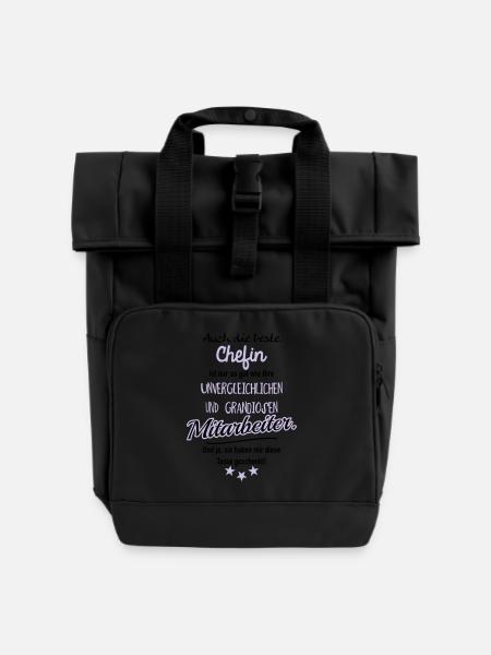 Beste Chefin Tasse - Rolltop Rucksack mit zwei Griffen - Schwarz