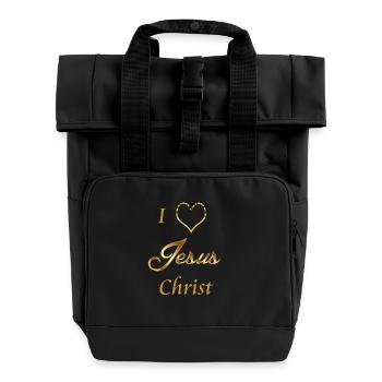 I love Jesus christ - Roll Top Backpack with Two Handles - black - Front