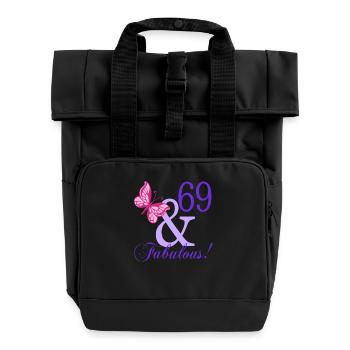 69 and Fabulous - Roll Top Backpack with Two Handles - black - Front
