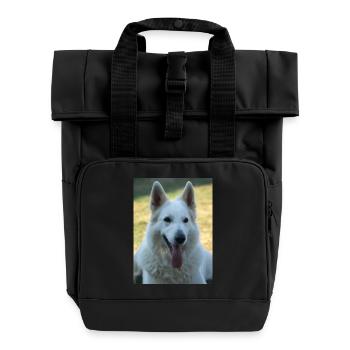 White Beauty - Roll Top Backpack with Two Handles - black - Front