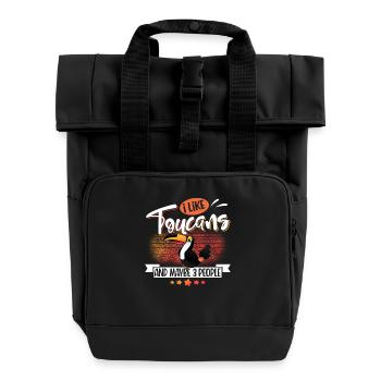 toucan - Roll Top Backpack with Two Handles - black - Front