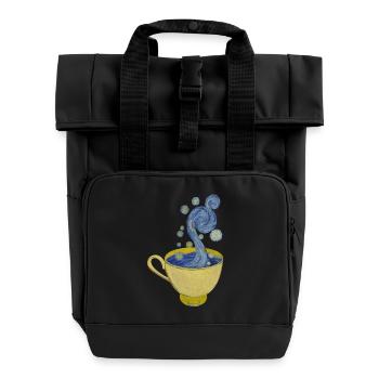 Starry Coffee, Starry Night - Vincent - Roll Top Backpack with Two Handles - black - Front