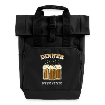 Dinner for one | Lustiges Bier Design - Silvester - Rolltop Rucksack mit zwei Griffen - Schwarz - Vorne
