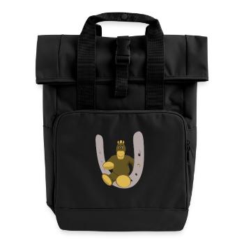 Pferd mit Hufeisen - Rolltop Rucksack mit zwei Griffen - Schwarz - Vorne