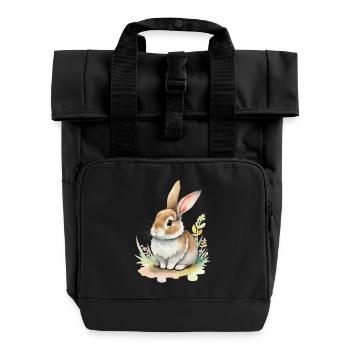 süßes Häschen - Rolltop Rucksack mit zwei Griffen - Schwarz - Vorne