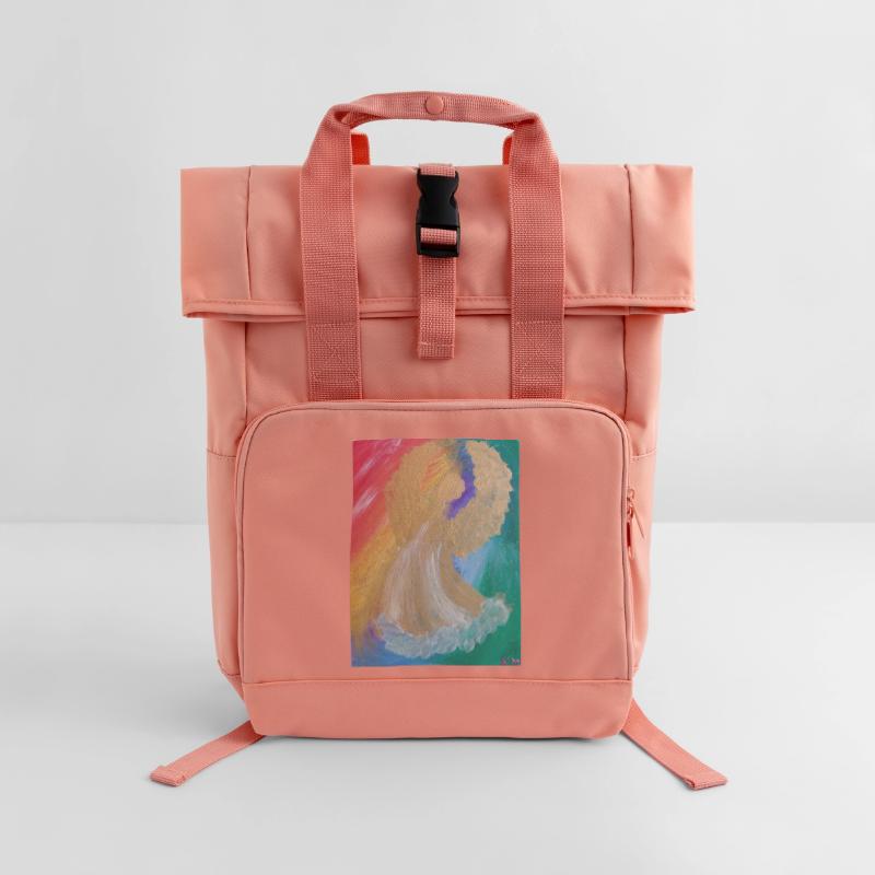 Regenbogenengel - Engel des Einklangs - Engelbild Rolltop Rucksack mit zwei Griffen