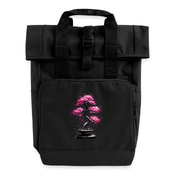 Rêve de bonsaï rose - Sac à dos Roll Top à deux anses - noir - Devant