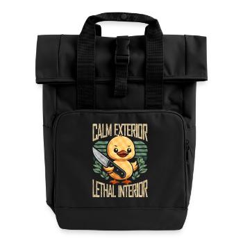 Calme Extérieur Intérieur létal Kawaii Canard & Couteau - Sac à dos Roll Top à deux anses - noir - Devant