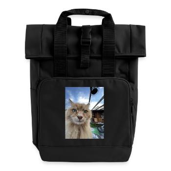 Katze Selfie - Rolltop Rucksack mit zwei Griffen - Schwarz - Vorne