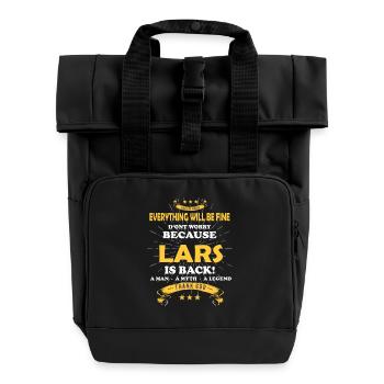 Lars is back – Everything will be fine, cool design - Roll Top Backpack with Two Handles - black - Front