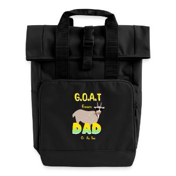 GOAT Dad - Bester Papa aller Zeiten - Rolltop Rucksack mit zwei Griffen - Schwarz - Vorne