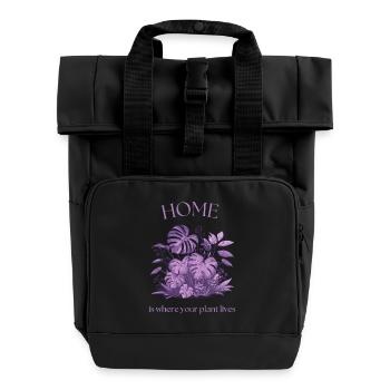 Zuhause ist, wo deine Pflanze lebt - Rolltop Rucksack mit zwei Griffen - Schwarz - Vorne