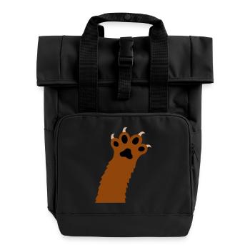 Katzen Klauen Pfoten Tatzen Krallen Silhouette - Rolltop Rucksack mit zwei Griffen - Schwarz - Vorne