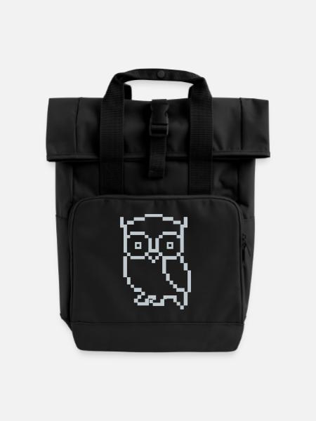 eule pixel - Rolltop Rucksack mit zwei Griffen - Schwarz