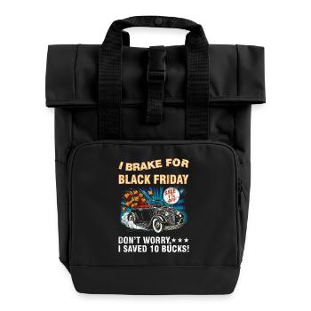 Je freine pour le Black Friday Funny Retro Sarcastic - Sac à dos Roll Top à deux anses - noir - Devant