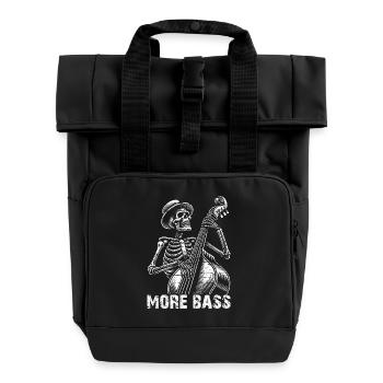 Skeleton plays double bass - Roll Top Backpack with Two Handles - black - Front