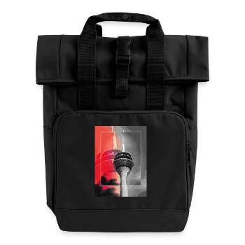 Dusseldorf Skyline TV Tower Germany City - Roll Top Backpack with Two Handles - black - Front