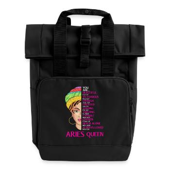 Zodiac sign Aries - Roll Top Backpack with Two Handles - black - Front