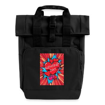 Valentines Day - Roll Top Backpack with Two Handles - black - Front