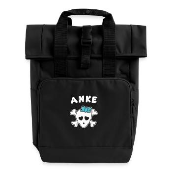 Piratin Anke Design für Mädchen und Frauen - Rolltop Rucksack mit zwei Griffen - Schwarz - Vorne